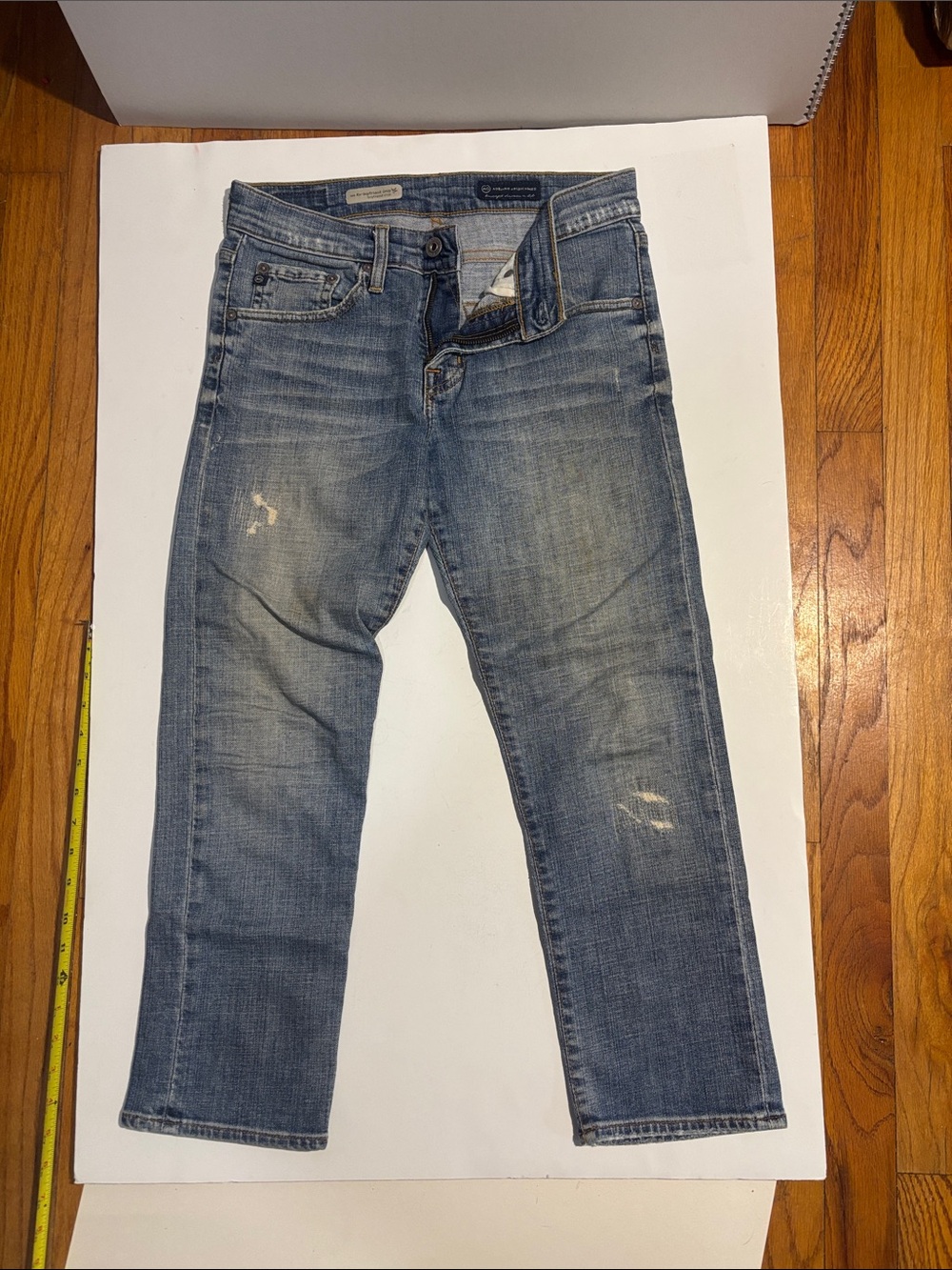 Ag Adriano Goldschmied Medium Wash distressed Cropped Jeans